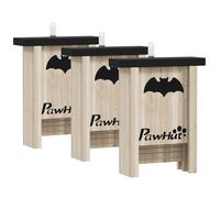 PawHut Set de 3 Casas para Murciélagos Cajas de Madera para Exterior Jardín Huerto o Granja Fácil de Colgar 18x6x22,5 cm