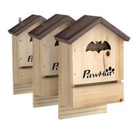 PawHut Set de 3 Casas para Murciélagos Cajas de Madera para Exterior Jardín Huerto o Granja Fácil de Montaje Natural