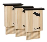 PawHut Set de 3 Casas para Murciélagos, resistente a la intemperie, hasta 3 murciélagos por casa, madera de pino tratada, Natural y Negro