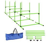 PawHut Set de agilidad para perros 4 piezas regulable en altura equipo de agility con 4 vallas bolsa de transporte 99 x 65 x 94 cm Verde