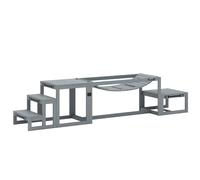 PawHut Set de Agility para perros 3 piezas Equipo de agility con puente, escalera, plataforma, madera de abeto, 117 x 50 x 56 cm, Gris Aosom España