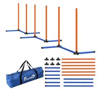 PawHut Set de Agility para perros de 3 piezas con postes de slalom, bolsa de transporte, set de entrenamiento para todas las razas, Naranja