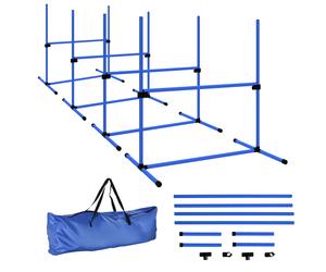 PawHut Set de Entrenamiento de Agilidad para Perros 4 Piezas Obstáculos Vallas de Salto con Altura Ajustable 99x65x94 cm Azul Aosom España