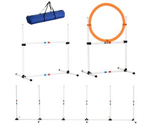 PawHut Set de Entrenamiento de Agilidad para Perros con Bolsa de Transporte Incluida 71x67x95 cm Blanco y Naranja Aosom España