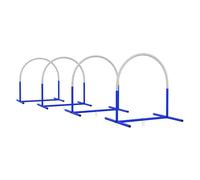 PawHut Set de Entrenamiento de Agilidad para Perros de 4 Piezas Juego de Agilidad para Perros con Bolsa de Transporte para Entrenamiento Suave Blanco y Azul