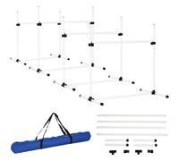 PawHut Set Entrenamiento Agilidad Perros 4 Vallas de Salto con Altura Ajustable Blanco 99x65x94cm