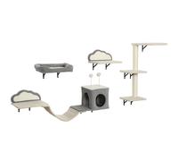 PawHut Set de rascador montado en pared, superficies de sisal, 4 piezas, para 1-3 gatos, Beige