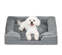PawHut Sofá Cama para Perros, Cama para Mascotas de Felpa Suave Lavable con Funda de Franela Desmontable y Base Antideslizante, Anti-Ansiedad para Gatos y Perros Pequeños, 70 x 60 x 16.5 cm, Gris