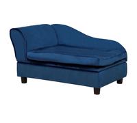 PawHut Sofá para mascotas con almacenamiento, cojín suave, hasta 15 kg de capacidad, revestimiento de peluche, armazón de madera dura, Azul