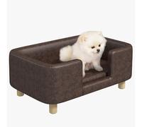 PawHut Sofá para Mascotas Sofá para Perros Pequeños y Medianos Asiento Acolchado Cómodo 74x48,5x31 cm Marrón