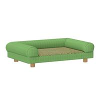 PawHut Sofá para perro y gato cama para perro elevada, asiento tipo alfombra fresca, reposabrazos, de terciopelo suave 63 x 41 x 17 cm, vert Aosom España