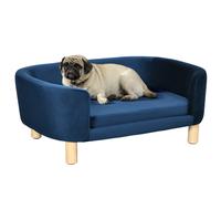 PawHut Sofá para Perros Pequeños, Cama para Perros Elevada con Patas de Madera, Cojín Desmontable y Funda Lavable, Carga 10 kg, 86x55x33 cm, Azul