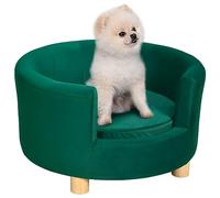 PawHut sofá para perros con funda suave Cama redonda para perros Sofá para mascotas con patas de madera 65 x 64 x 37 cm