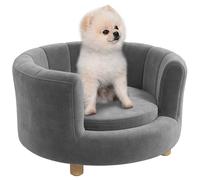 PawHut sofá para perros, funda lavable, sofá para mascotas con respaldo y patas de madera, sofá para gatos, para perros pequeños de menos de 4,5 kg, gris
