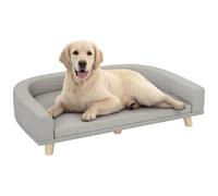 PawHut Sofá para Perros Grandes Cama Elevada para Perros Tapizada con Cojín Lavable y Patas de Madera de Pino Carga 40 kg 98x67x25 cm Gris