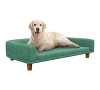PawHut Sofá para Perros Grandes Cama Elevada para Perros con Cojín Lavable y Patas de Madera Carga 40 kg 98x67x25 cm Verde
