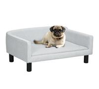 PawHut Sofá para Perros Medianos Cama Elevada para Perros con Patas de Madera Cama para Mascotas Carga 20 kg 82x54x36 cm Gris