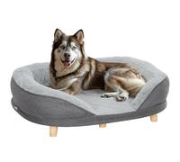 PawHut Sofá para Perros Medianos y Grandes Sofá para Mascotas con Parte Superior Desmontable Funda Lavable y Patas de Madera Carga 25 kg 90x78x25 cm Gris