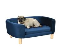 PawHut Sofá para Perros Pequeños, Cama para Perros Elevada con Patas de Madera, Cojín Desmontable y Funda Lavable, Carga 10 kg, 86x55x33 cm, Azul