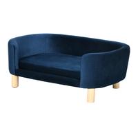 PawHut Sofá para Perros Pequeños con Patas de Madera Funda Lavable y Cojín Desmontable 86x55x33 cm Azul