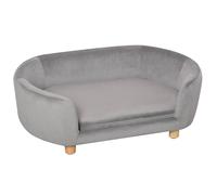 PawHut Sofá para Perros Pequeños con Patas de Madera Funda Lavable y Cojín Desmontable 86x55x33 cm Gris Claro