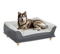 PawHut Sofá para perro sillón perro funda extraíble funda extraíble y lavable patas de madera de pino 100x70x30 cm Gris Aosom España