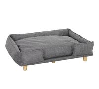 PawHut Sofá para perros, sofá para mascotas, cama para mascotas, cojín desmontable y lavable, Natur+ Gris oscuro
