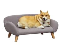 PawHut Sofá para Perros Sofá para Mascotas de Estilo escandinavo con Patas cónicas de Madera tapizado en Tela 72 x 44 x 31 cm - Gris