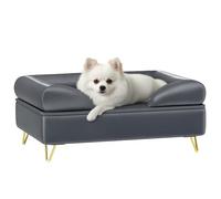 PawHut Sofá para Perros y Mascotas con Respaldo extraíble, Funda Lavable, Color Gris