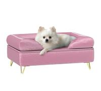 PawHut Sofá para perros y mascotas, silla para gatos con respaldo extraíble, cojín suave, funda lavable, para perros pequeños y medianos, color rosa