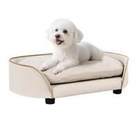 PawHut Sofá Pollo Terciopelo Beige Cojín Extraíble Funda Lavable 66x43x19.5cm