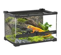 PawHut Terrario de Cristal para Reptiles 30x20x20 cm Negro
