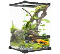PawHut Terrario de cristal para reptiles, vivero de 12 l para lagartos, ranas, serpientes, tortugas, tortugas, con ventilación, 20 x 20 x 30 cm
