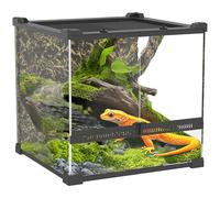 PawHut Terrario de cristal para reptiles, vivero de reptiles con fondo de piedra, ventilación frontal, cerradura a prueba de escapes, recinto de cristal para lagartos, ranas con cuernos, serpientes