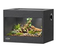 PawHut Terrario de Reptiles Alta Resistencia para Gecko 60x45x45 cm Negro | Puertas correderas vidrio, Cerradura seguridad, Ventilación superior, Vivero reptiles, Recinto tarántula dragón, serpiente