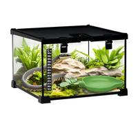PawHut Terrario de Vidrio con termómetro, pequeño, 30 x 30 x 20cm | Tanque de cría de insectos, hábitats de vivario, para lagartos, ranas cornudas, serpientes, arañas