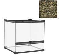 PawHut Terrario de vidrio para reptiles, suelo elevado e impermeable, cierre de botón