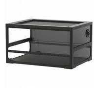 PawHut Terrario Elevado y Plegable con Tapa y Paredes en Vidrio Templado y Plástico, 60x45x32 cm, Negro