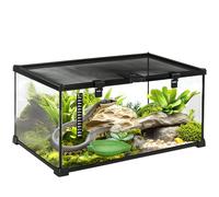 PawHut Terrario para Reptiles de Vidrio Templado 50x30x25 cm Negro