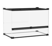 PawHut Terrario para Reptiles de Vidrio Templado con Puertas Frontales Vista Completa Ventilación 50x30x35 cm Negro