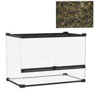 PawHut Terrario para Reptiles Terrario de Vidrio 48L con Ventilación Frontal Fondo de Piedra Cierre Giratorio 50 x 30 x 35 cm Negro