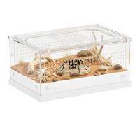 PawHut Terrario para reptiles, vivero de 30 x 20 x 15 cm con puerta corrediza superior, caja de cría de tanque de reptiles acrílico de 360° con rejillas de ventilación, para serpientes, ranas, arañas