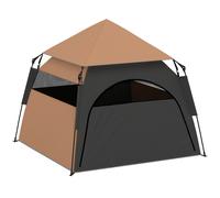 PawHut Tienda para Mascotas, Tienda de Campaña para Perros, Plegable, Resistente a la Intemperie, Caseta para Perros Grandes, Marrón Oscuro