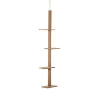 PawHut Torre Rascadora Ajustable de Suelo a Techo para Gatos en Marrón Claro y Beige 43x27x228-260 cm Aosom España
