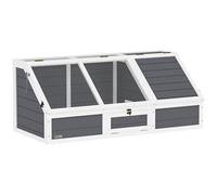 PawHut tortuguera de Madera, recinto para Tortugas con Dos casetas Principales, Tapa abatible, Llave, Jaula Exterior para Reptiles pequeños 120 x 55 x 50 cm, Gris Claro