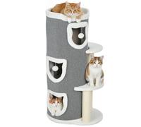 PawHut Tour para gatos de 4 niveles, 101 cm, árbol de gato estable con rascador de sisal y borde de felpa, 2 plataformas, cama superior, para gatos pequeños y grandes, perfecto para garras y juegos