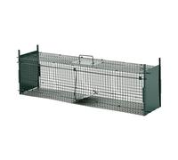 PawHut Trampa para Animales Vivos Jaula de Captura Metálica con 2 Puertas Asa para Conejos Visones Zorros Pequeños 100x25x28 cm Verde Oscuro