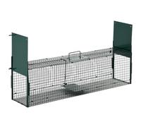 PawHut Trampa para Animales Vivos 2 Puertas para Ratas 100x25x28 cm Verde | Jaula Trampa, Asa, Marco Metálico, para Ratones y Roedores