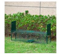 PawHut Trampa para Animales Vivos Jaula de Captura Metálica con 2 Puertas Asa para Conejos Visones Zorros Pequeños 100x25x28 cm Verde Oscuro