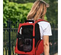 PawHut-transportador 2 en 1 para Mascotas, Carrito, Mochila, Ruedas, 42x25x55 cm, Rojo
